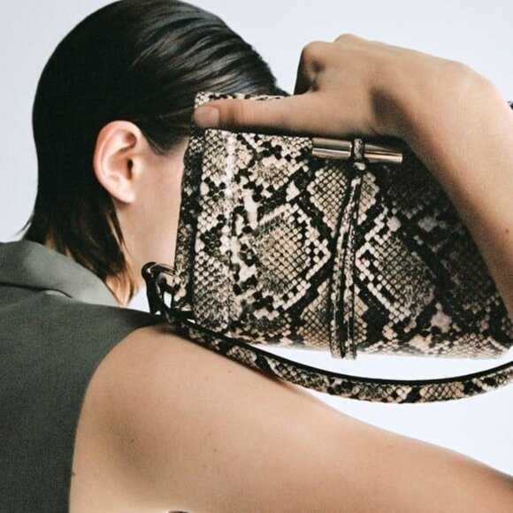 Zara Snake Print Mini City Bag - Picture 1 of 5